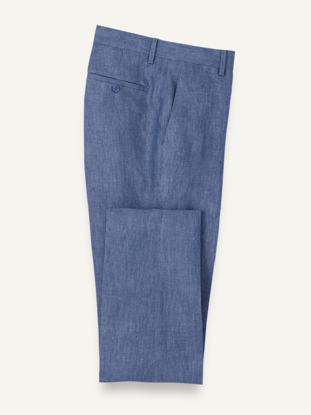 Paul Fredrick Men's Linen Lightweight Chambray Chinos in Blue